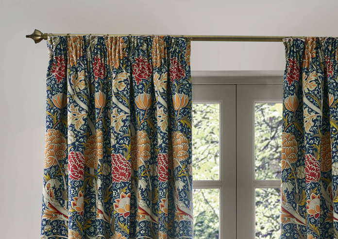 Cray Pencil Pleat, Indigo/Berry - Ready Made Curtains - Image 9
